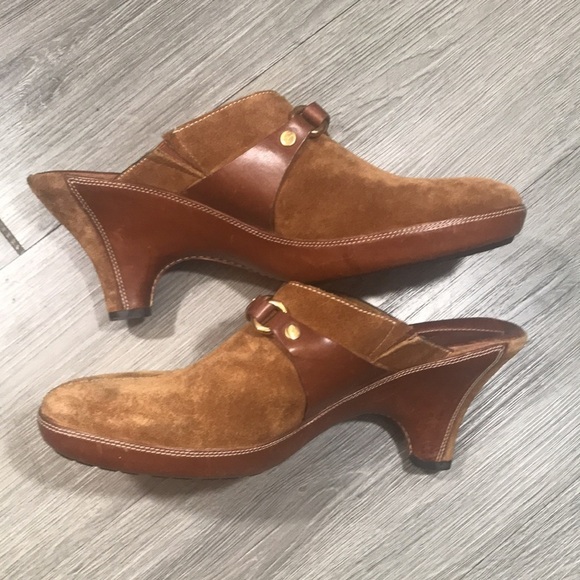 Cole Haan Warm Brown Suede & Leather Slip-On Clogs size 10 - Picture 7 of 11
